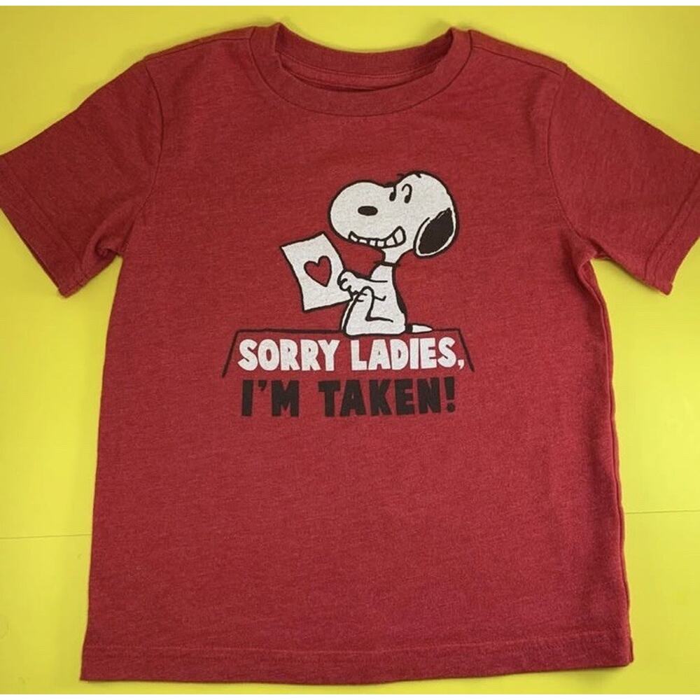 PEANUTS SNOOPY SORRY LADIES I’M TAKEN TODDLER BOYS SIZE 4T RED T-SHIRT TOP